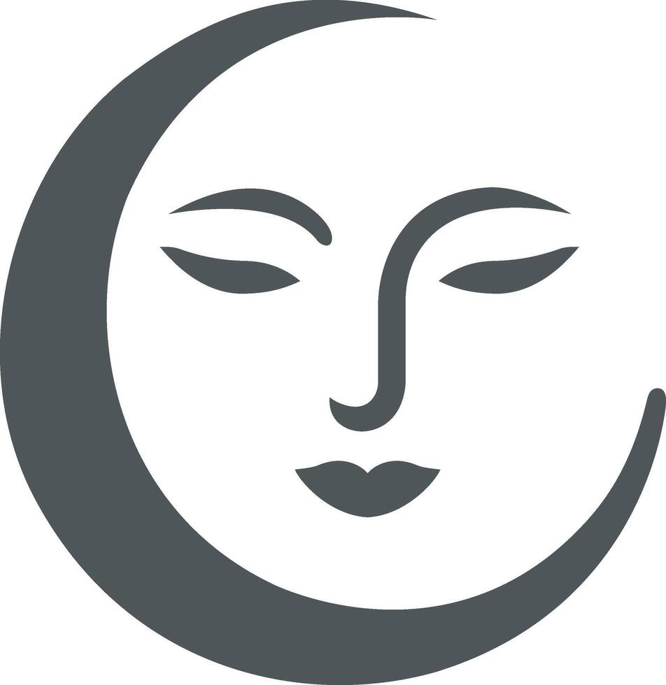 a crescent with a woman's face on it vector