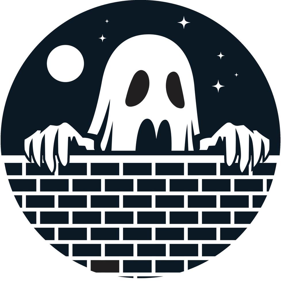 a ghost is peeking out of a brick wall vector