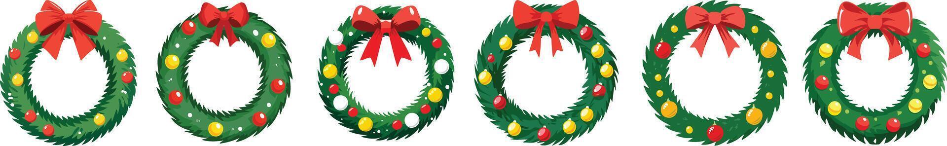 Christmas wreath set vector