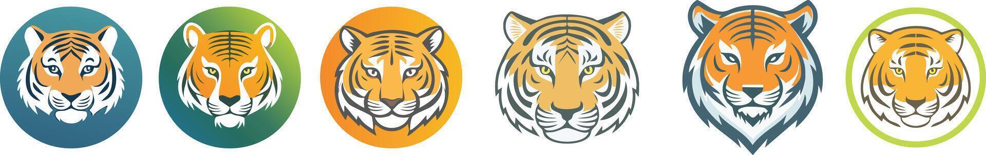 tiger logo design set vector
