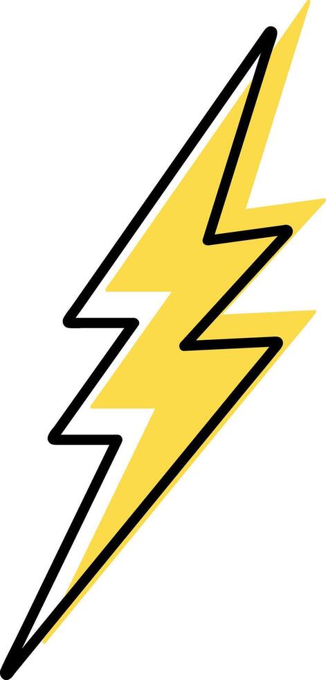 Doodle lightning icon Thunder charging power for electricity and batteries. Hand drawn yellow light vector
