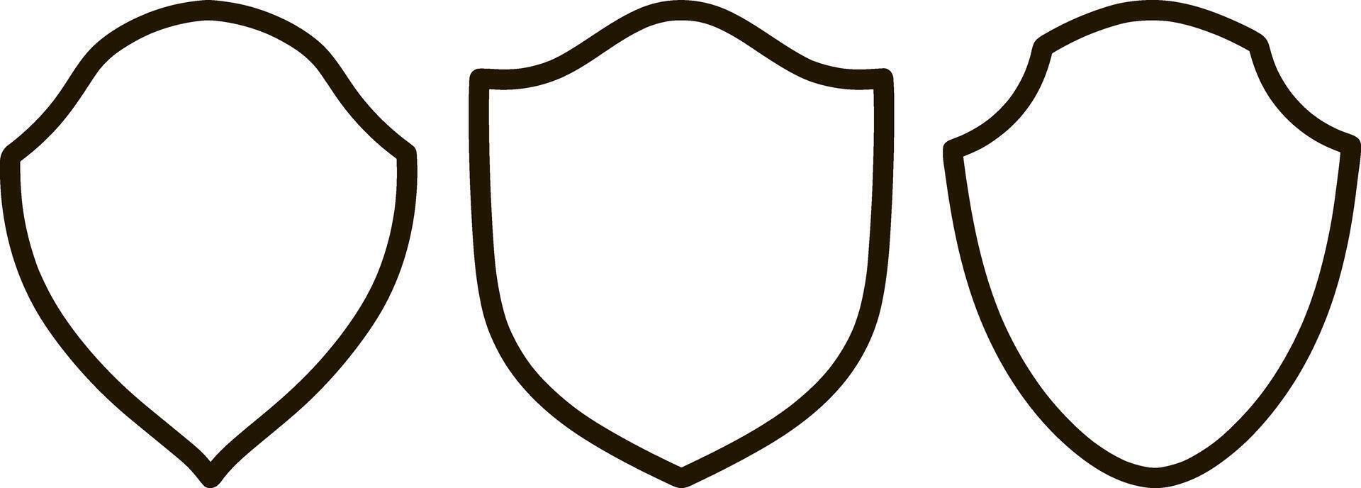 Outline shield set icon Sketch filled flat sign colletion vector