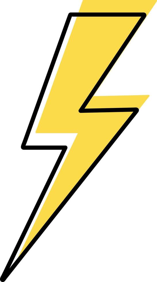 Doodle yellow lightning icon Thunder charging power for electricity Hand drawn light vector