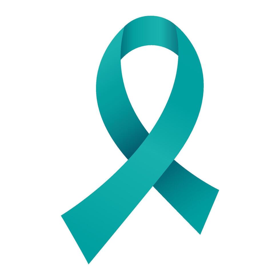 Teal ribbon awareness month. Ovarian cancer, food allergy, tsunami victims, sexual assualt illustration. vector