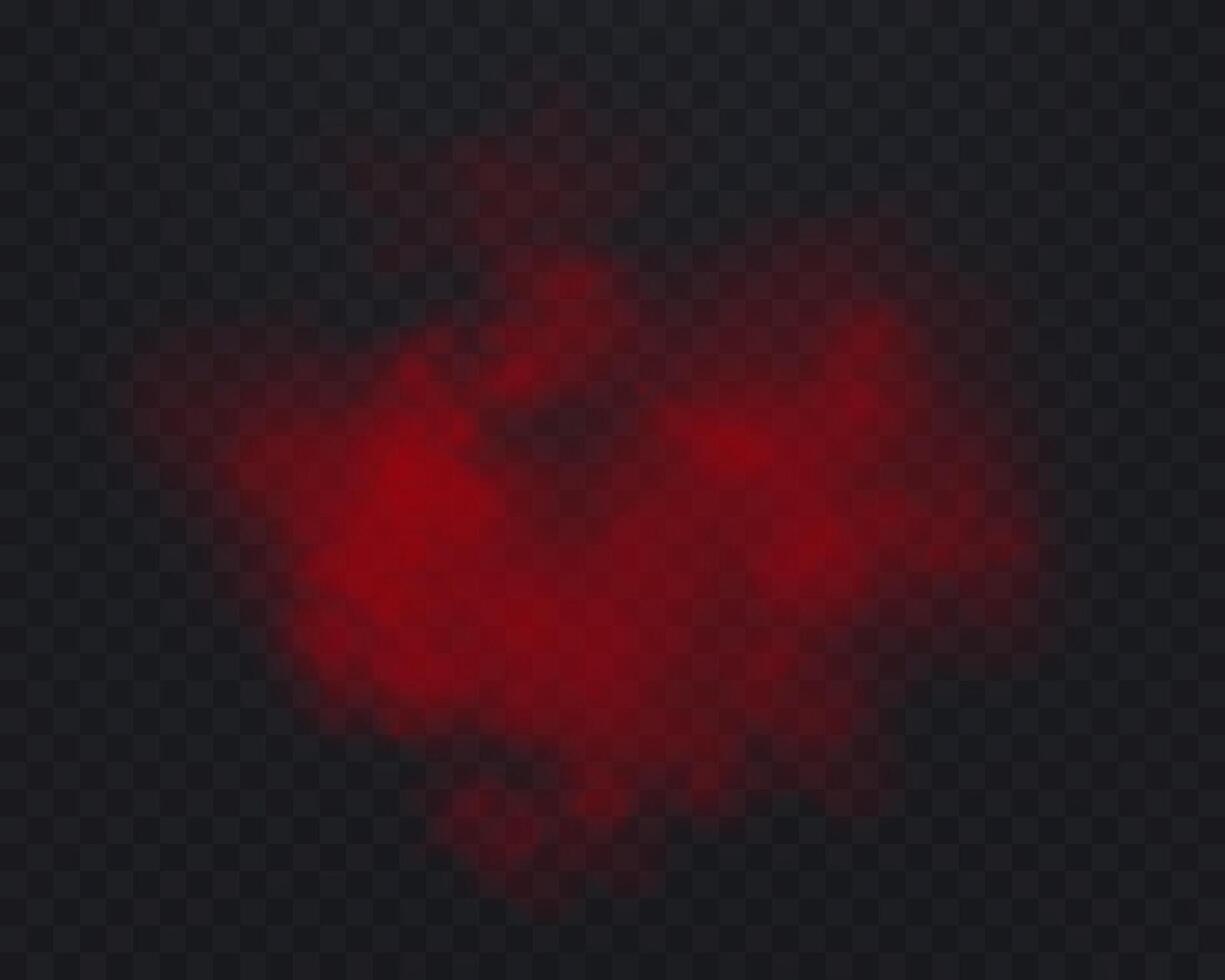 Realistic red smoke or haze on a dark background. Magic fog, vapor illustration vector
