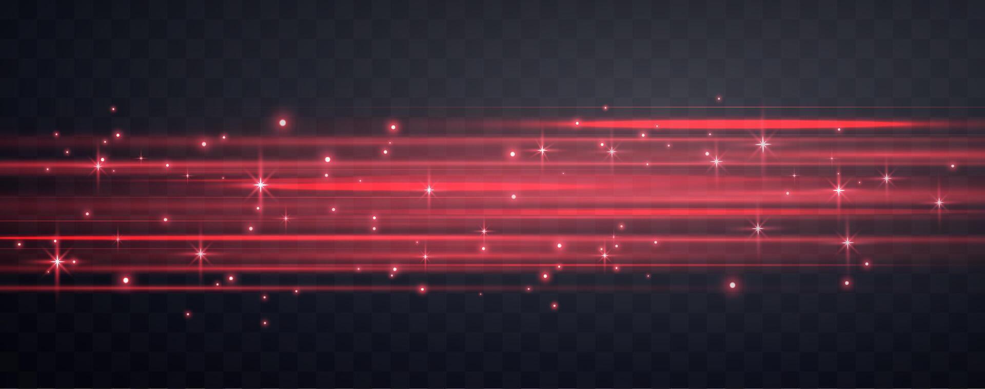 Speed rays, velocity light neon flow, zoom in motion effect, red glow speed lines, colorful light trails, stripes. Abstract background. vector