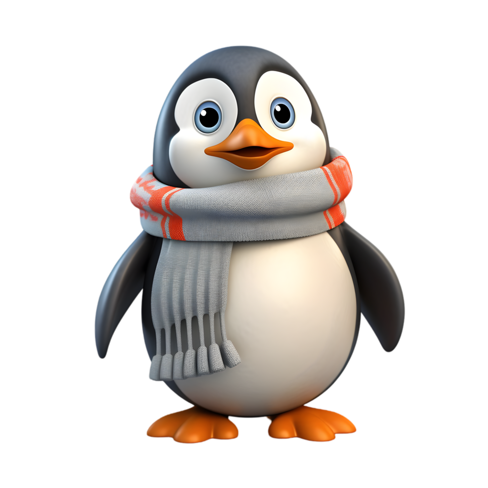 Animated penguin sliding seamlessly with scarf in a winter wonderland cartoon style cheerful environment fun perspective png