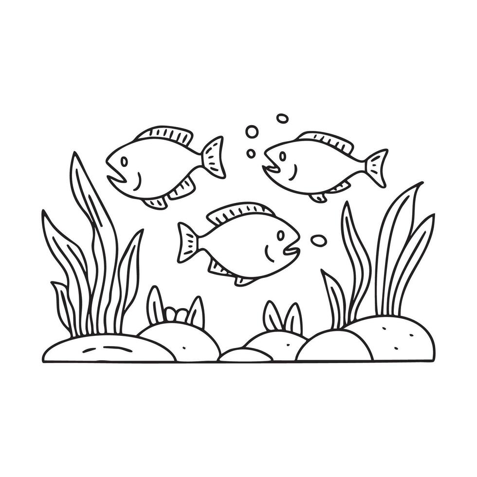 piranhas lurking among submerged roots vector