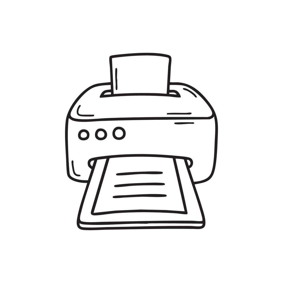A desktop printer ejecting freshly printed documents vector