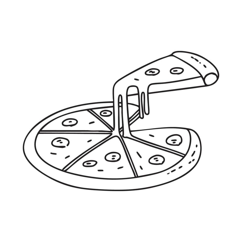pizza with melted cheese stretching as a slice is lifted vector