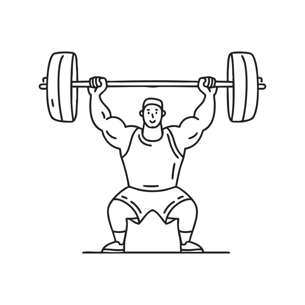 A heavily loaded barbell bending during a powerlifter deadlift vector