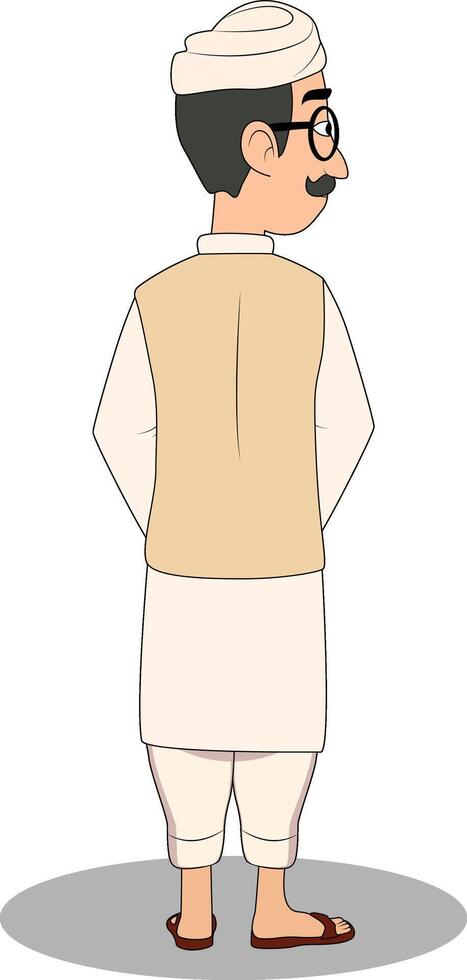 Indian Village Fisherman Cartoon Character Design vector