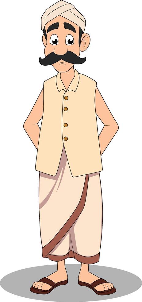 Indian Farmer Cartoon Character Design vector