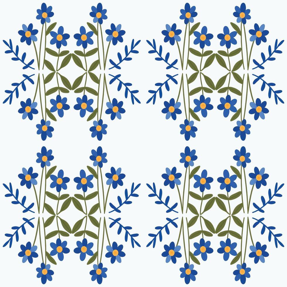 a pattern with blue flowers on a white background vector