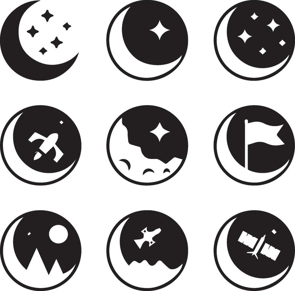 Space and moon icons set design vector