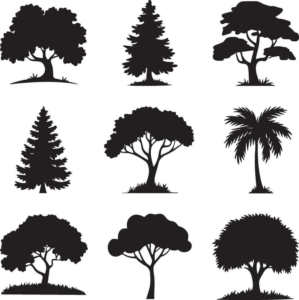 Tree silhouettes set vector