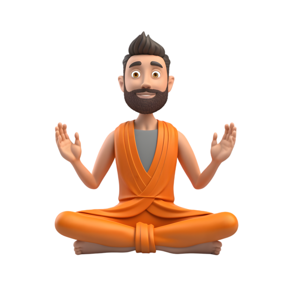 Meditation session with a cartoon yoga instructor tranquil studio digital art calm environment centered view design png