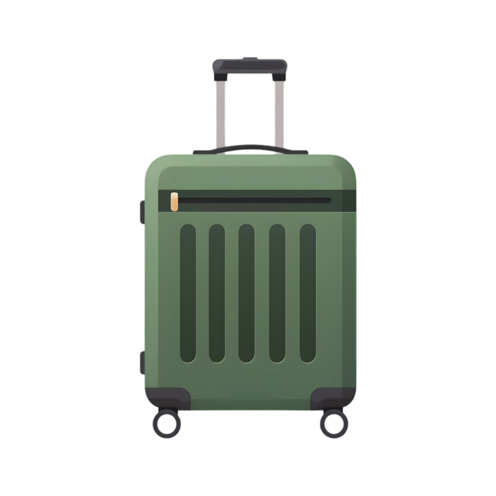 Travel essentials icon minimalist green suitcase design for digital art projects in modern aesthetic style png