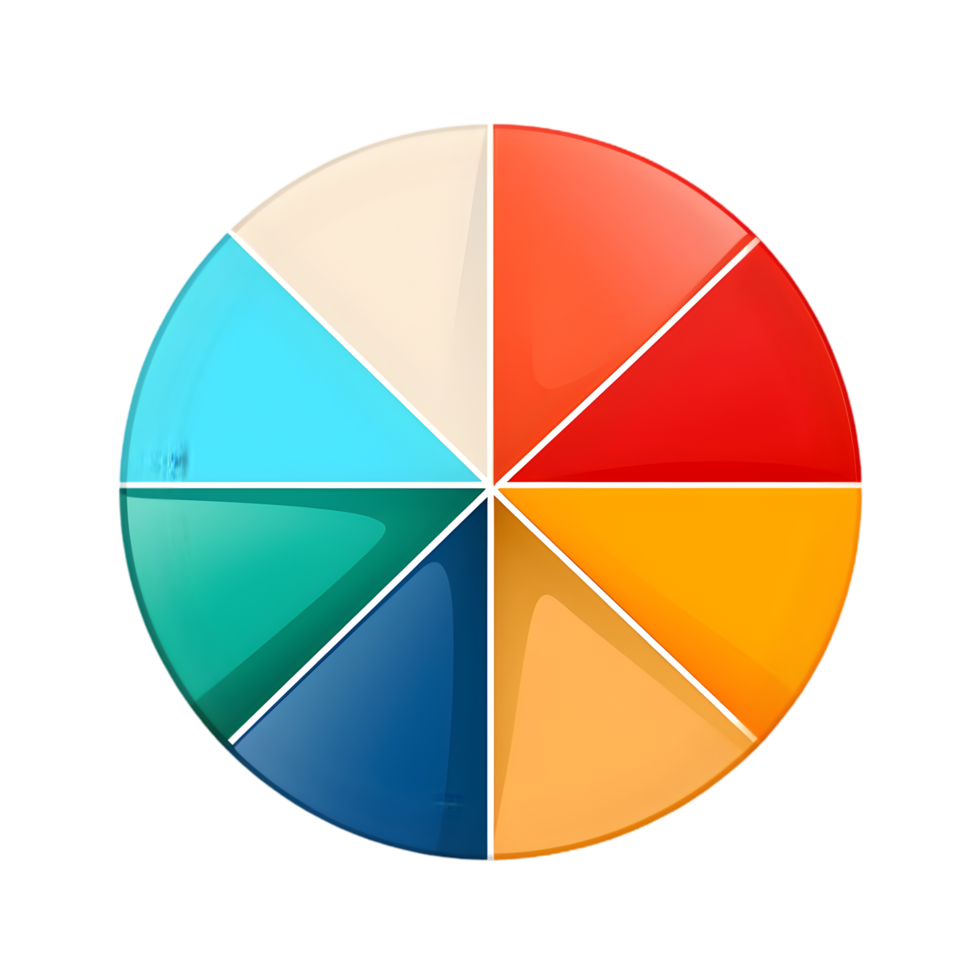Colorful pie chart icon with three segments business presentation graphic design digital environment top view data visualization png