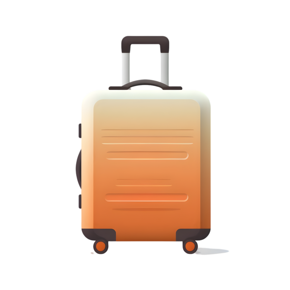 Travel suitcase icon with handle and wheels graphic design digital art minimalist style front view travel concept png