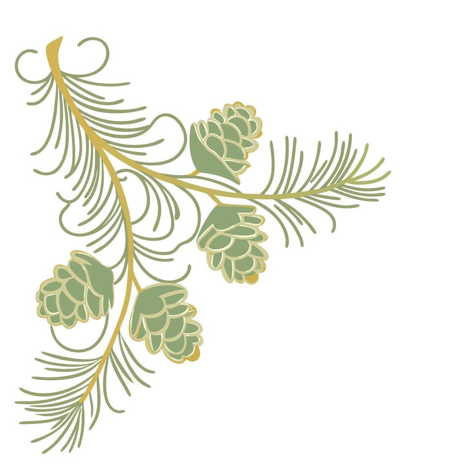 Elegant Green and Gold Ornate Corner Design Botanical vector