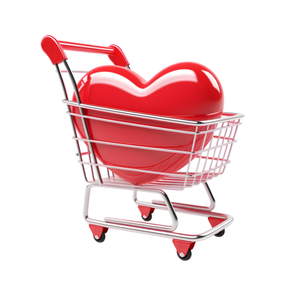Charming shopping cart icon with heart digital design isolated graphic creative environment minimalist viewpoint png