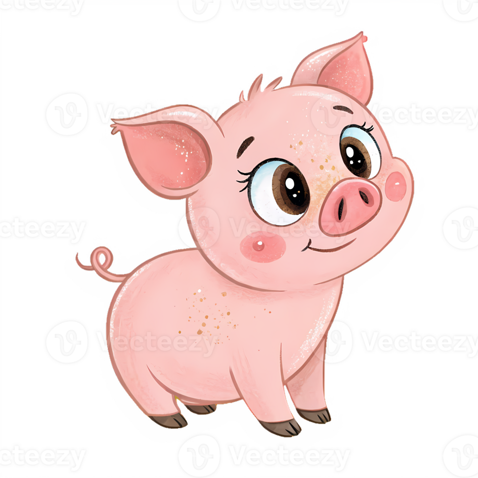 A cartoon pig with a big smile png