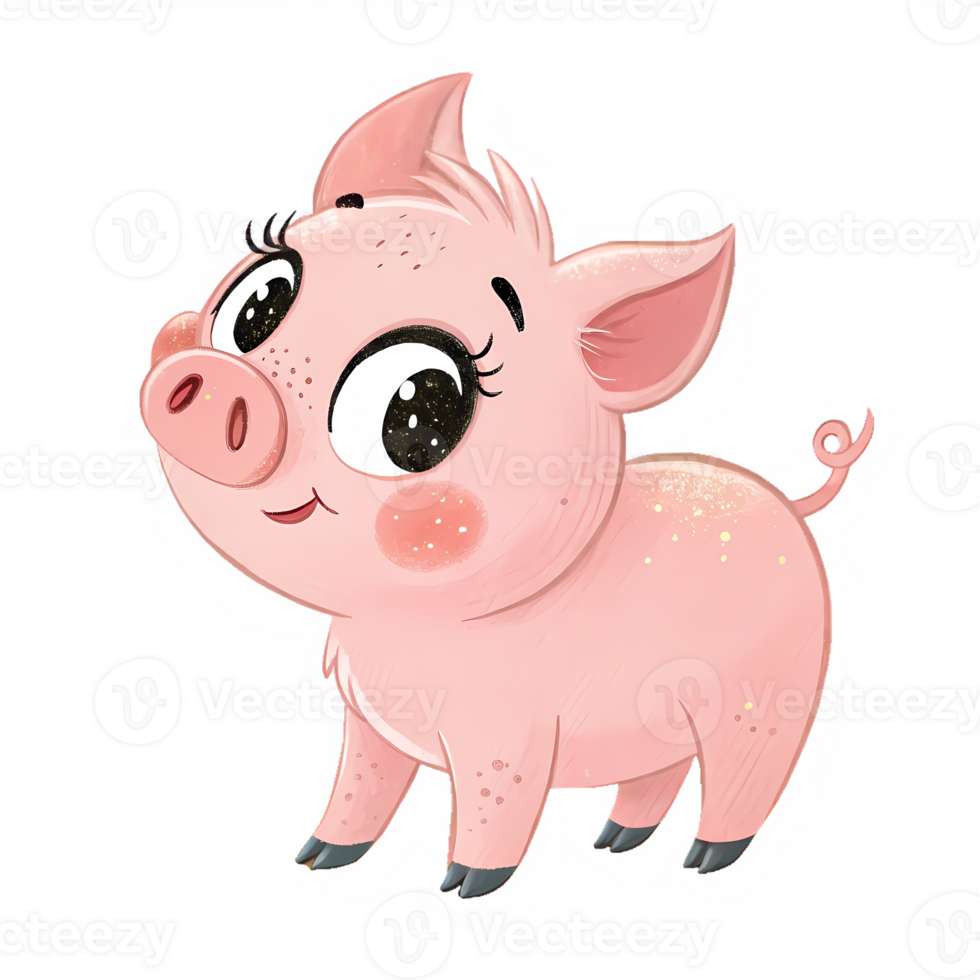 A cartoon pig with big eyes and a big nose png