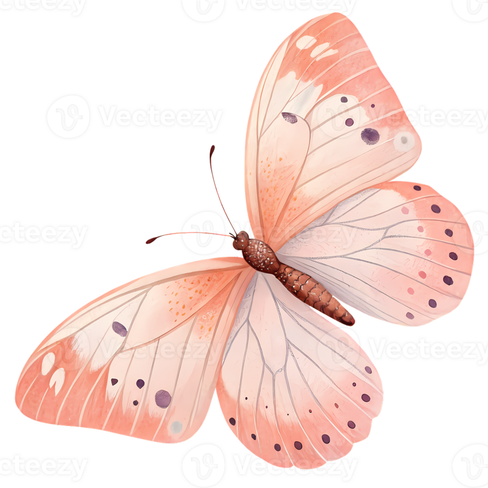A pink butterfly with white spots on its wings png