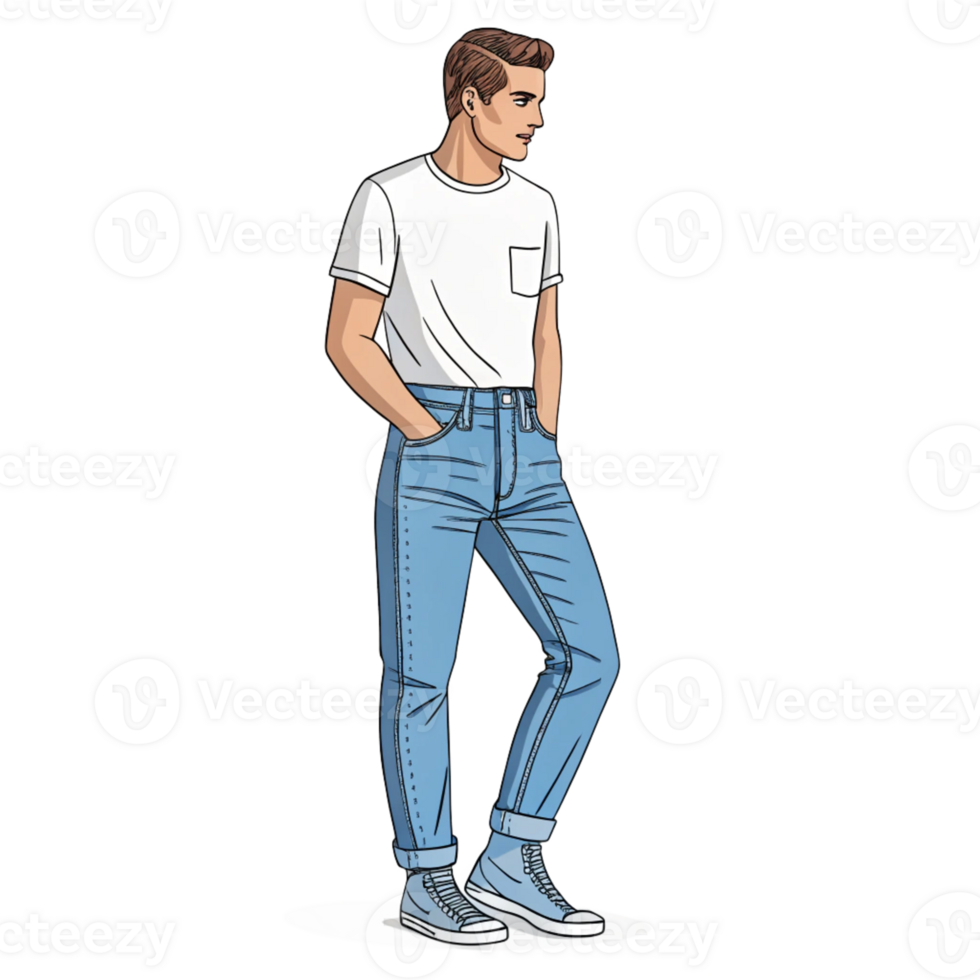 Stylish man in casual outfit png