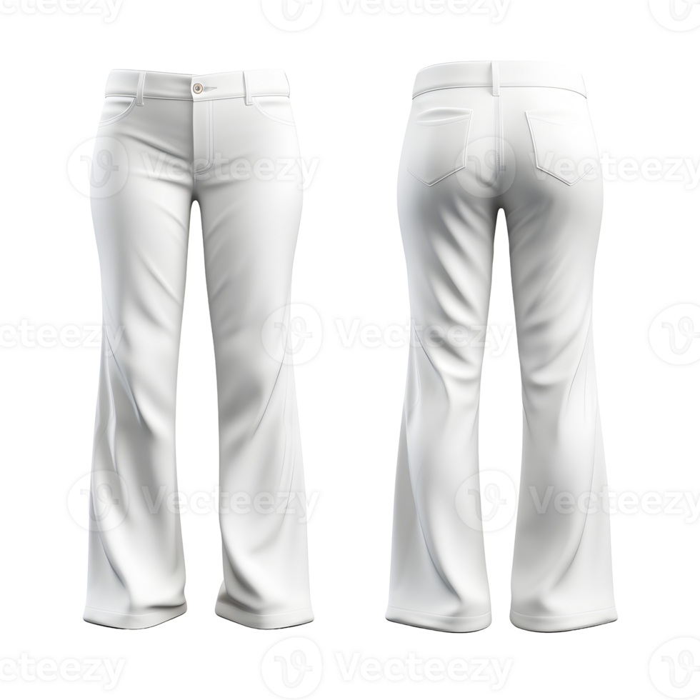 White Pants Back And Front View Clothing Mockup With Transparent Background png