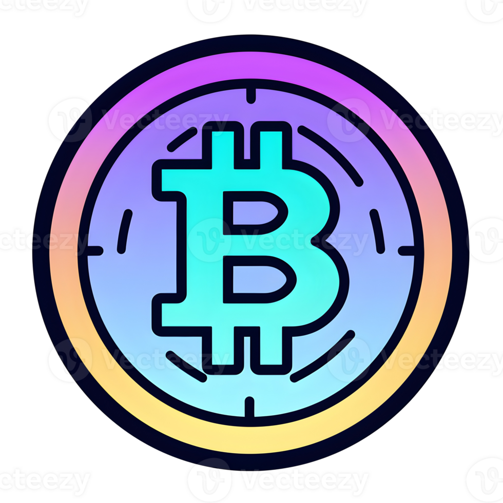 Gradient Bitcoin Badge Icon With Transparent Background png
