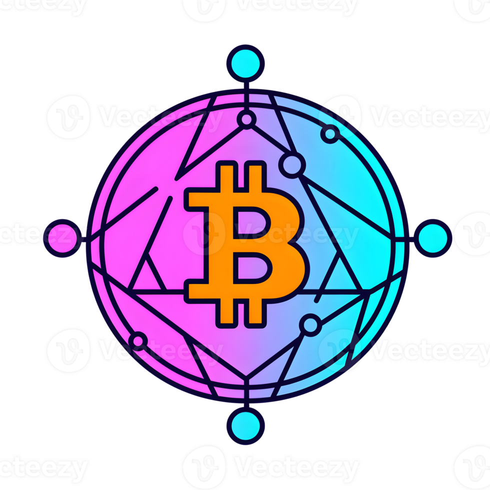 Bitcoin Blockchain Network Icon With Transparent Background png