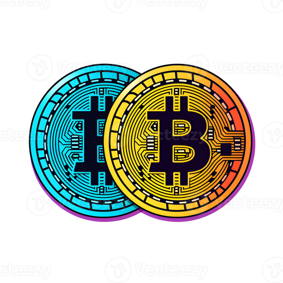 Dual Bitcoin Tokens Icon With Transparent Background png