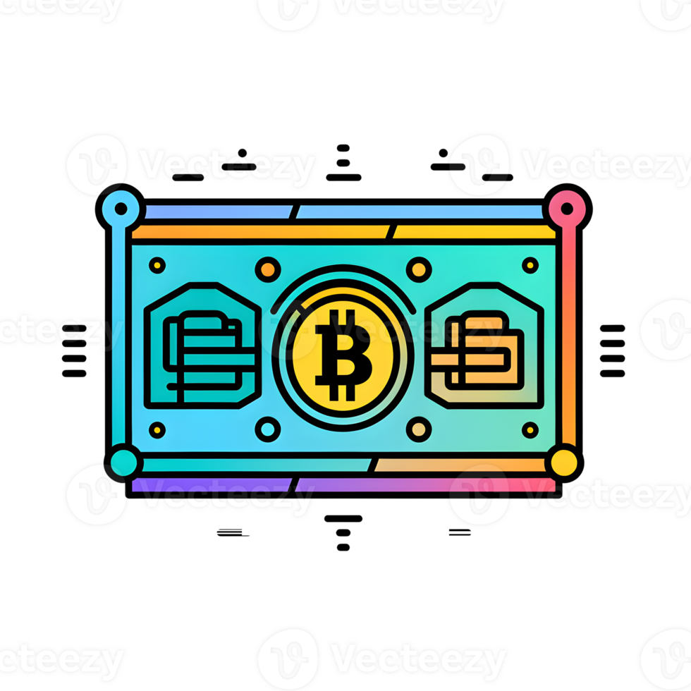 Bitcoin Wallet Lineal Color Icon With Transparent Background png