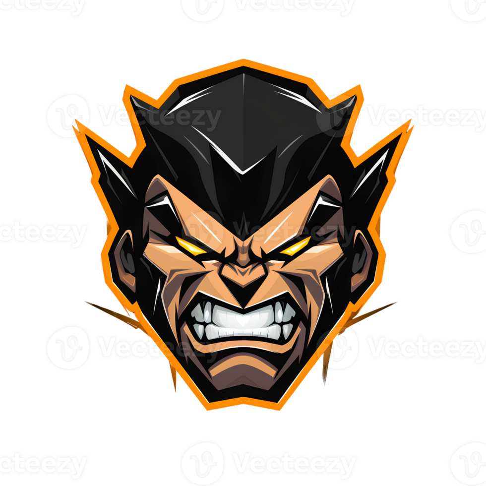 Evil Black and Orange Villain Mascot Logo On Transparent Background png