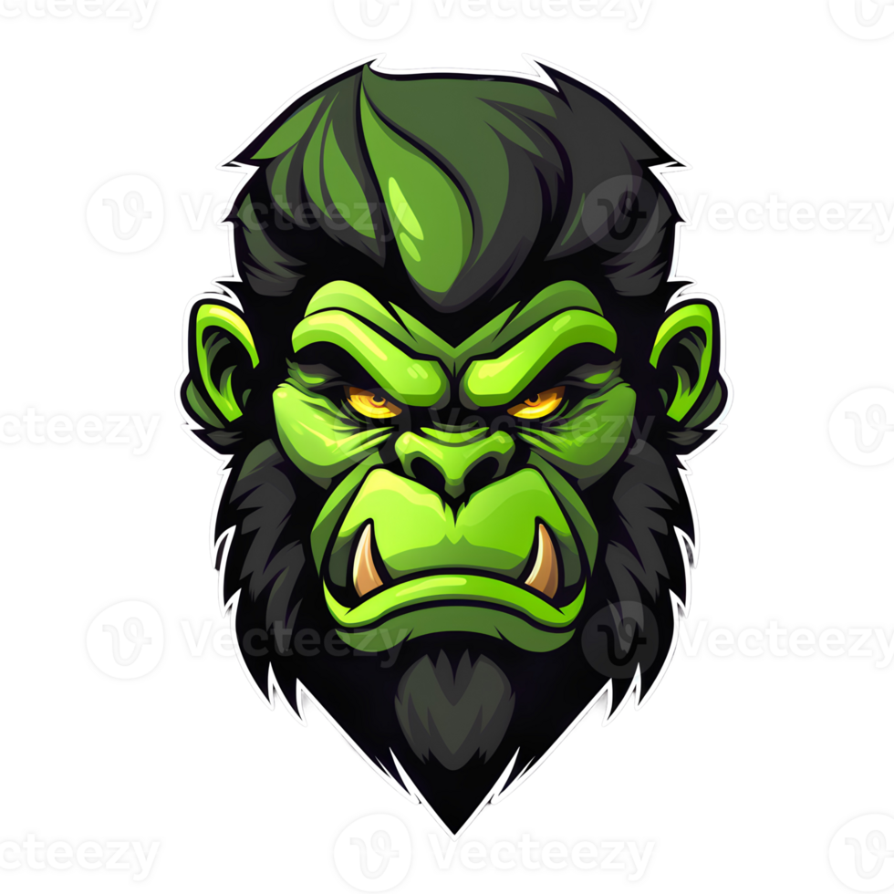 Green Mutant Ape Mascot Logo On Transparent Background png