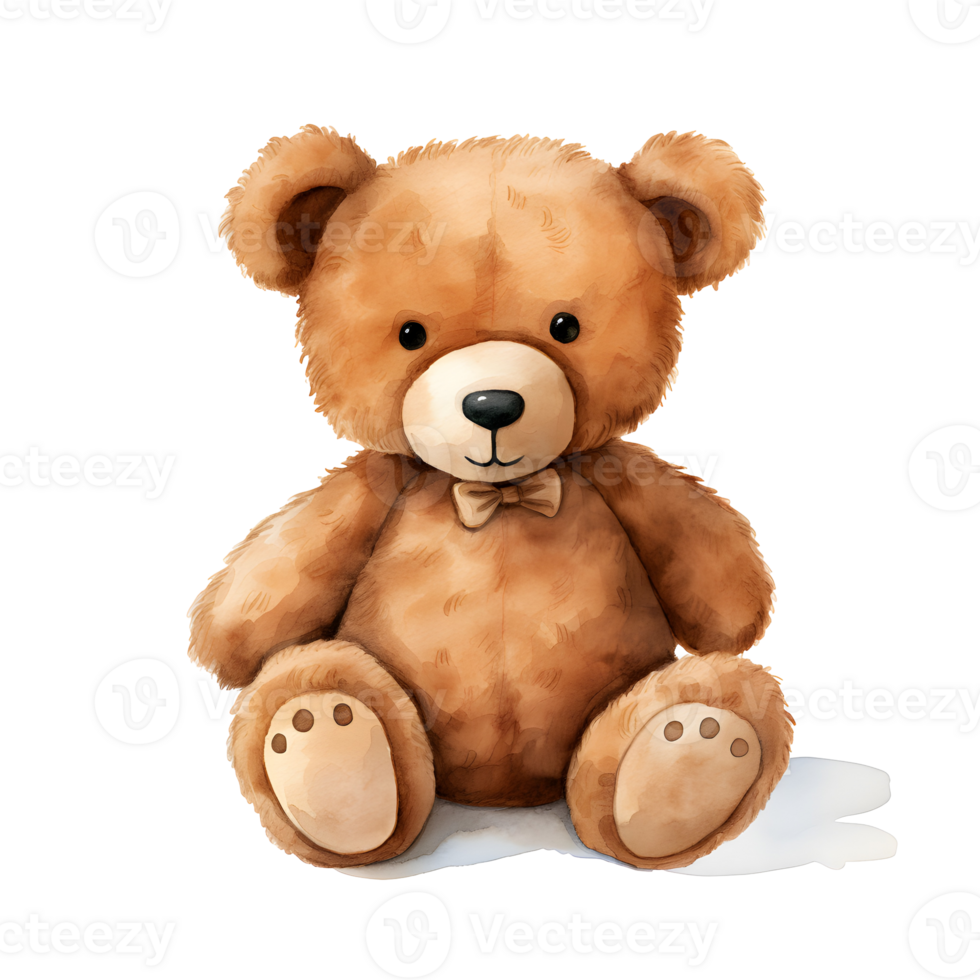 Teddy Bear Watercolor Illustration On Transparent Background png
