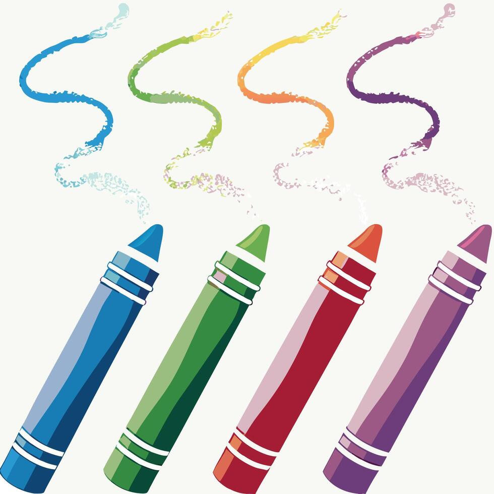 Colorful Crayon Strokes on White Background Artistic vector