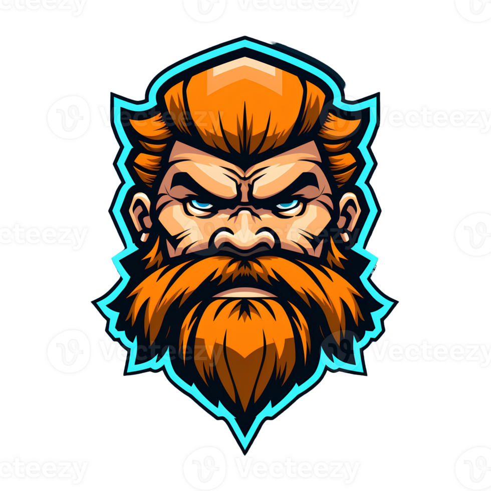 Orange Bearded Man Mascot Logo On Transparent Background png