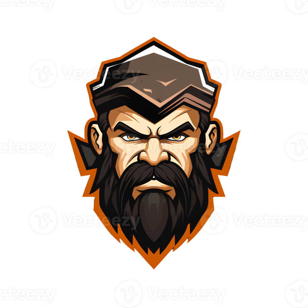 Brown Beard Warrior Mascot Logo On Transparent Background png
