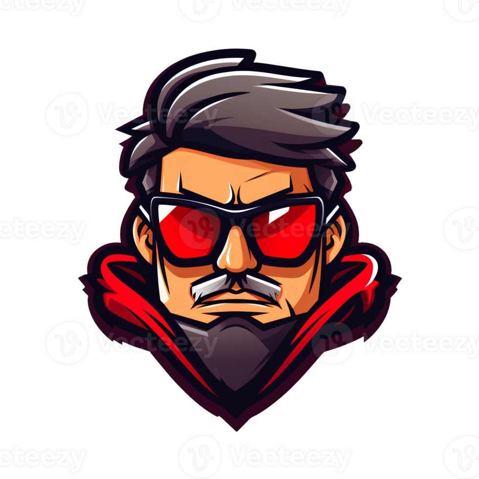 Cool Bearded Man With Sunglasses Mascot Logo On Transparent Background png