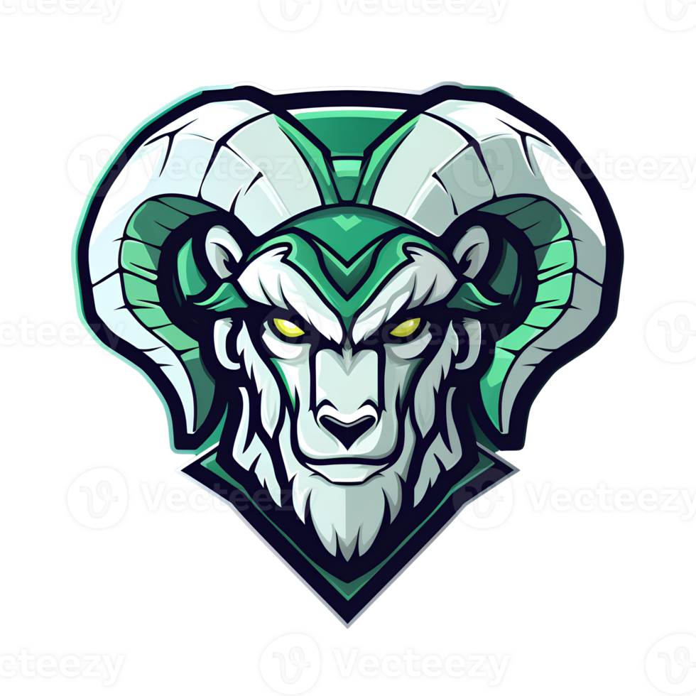 Green Horned Ram Mascot Logo On Transparent Background png