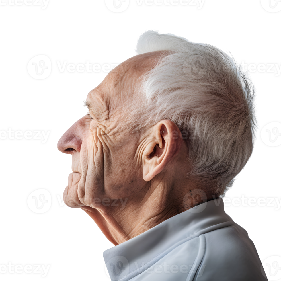 Elderly Man Portrait Side View Photograph On Transparent Background png