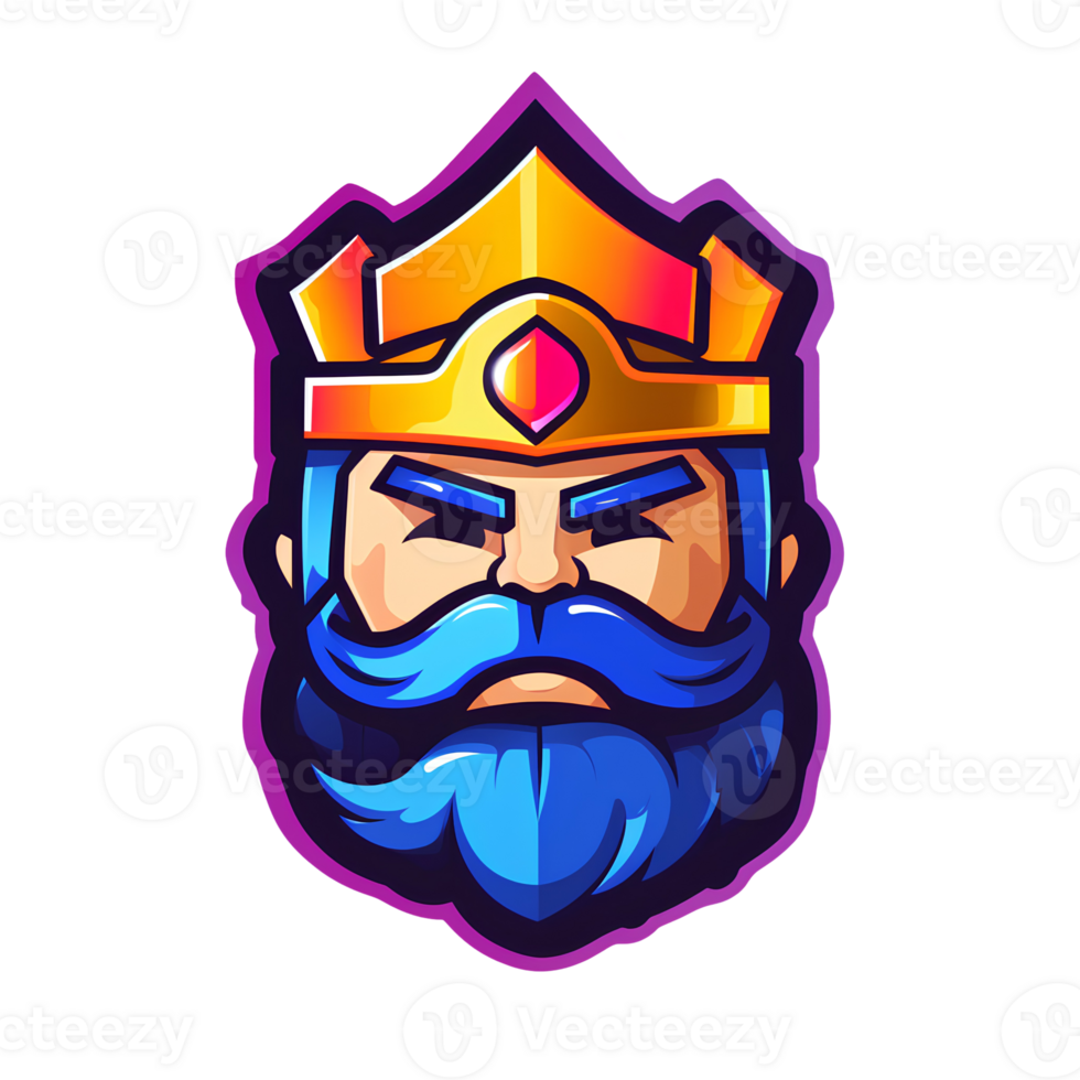 Blue Beard King Mascot Logo On Transparent Background png