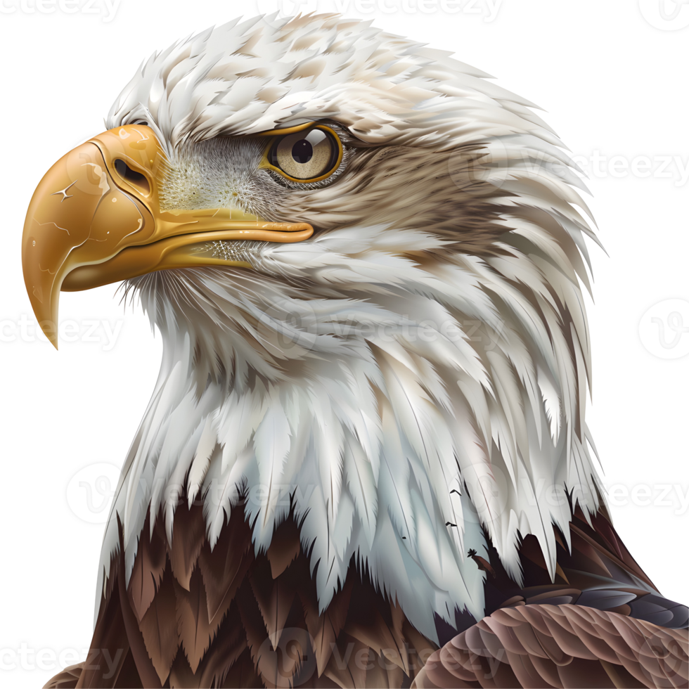 Realistic Bald Eagle Portrait On Transparent Background png