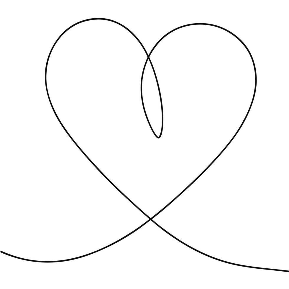 Simple Continuous Line Drawing of a Heart Shape Romantic Minimalist Illustration Love Symbol vector