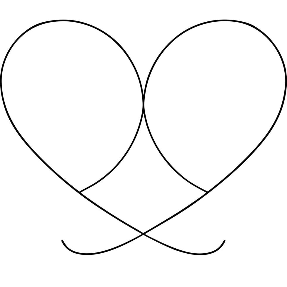 Simple Line Drawing of an Intertwined Double Heart Shape vector