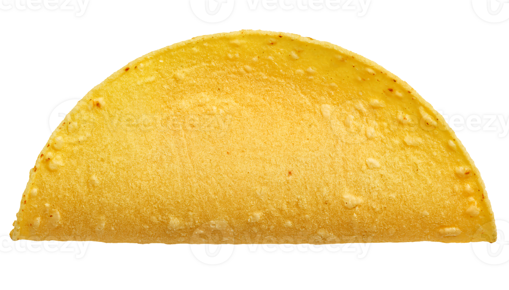 crispy yellow taco shell folded in half with detailed cornmeal texture, mexican food element on isolated background png
