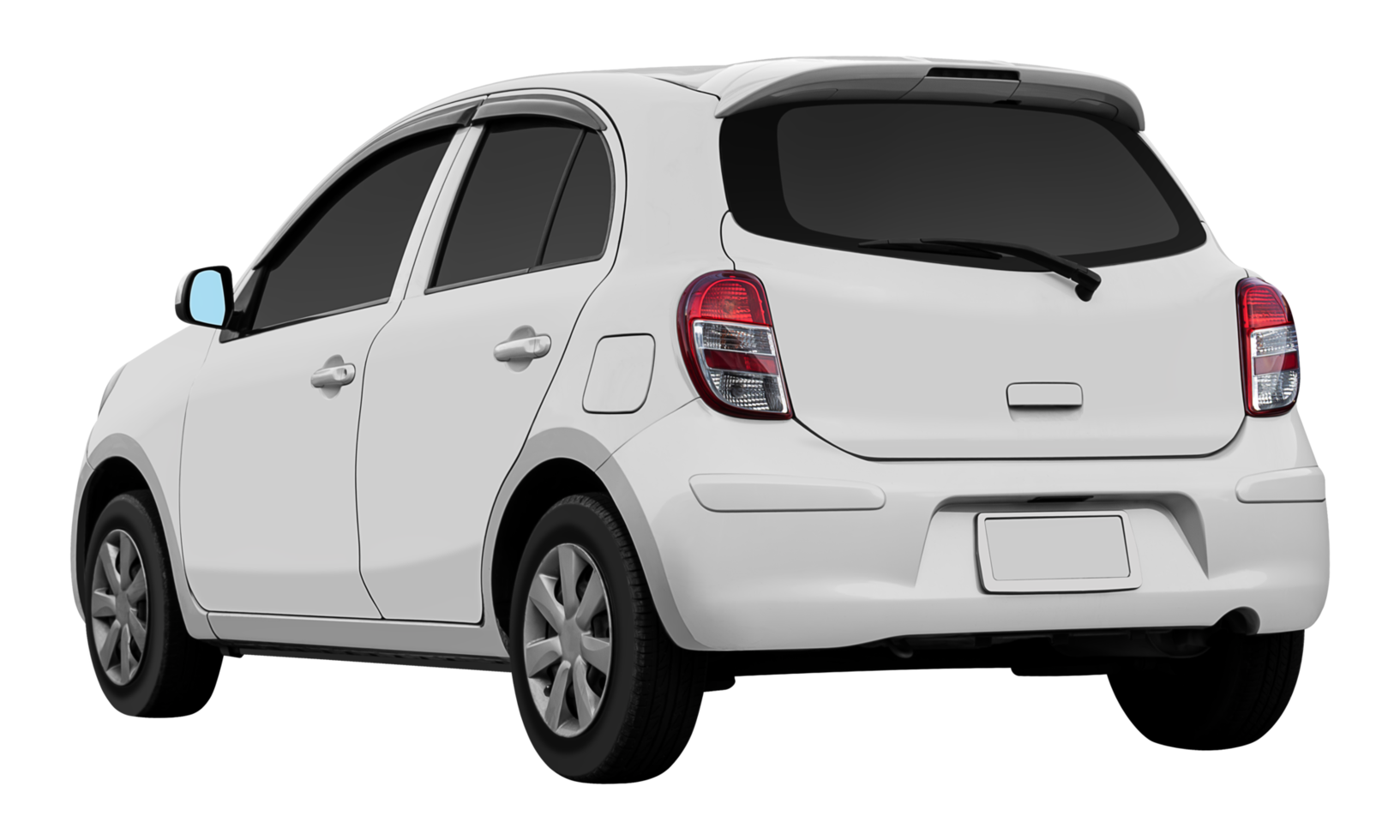 Back view white hatchback car png